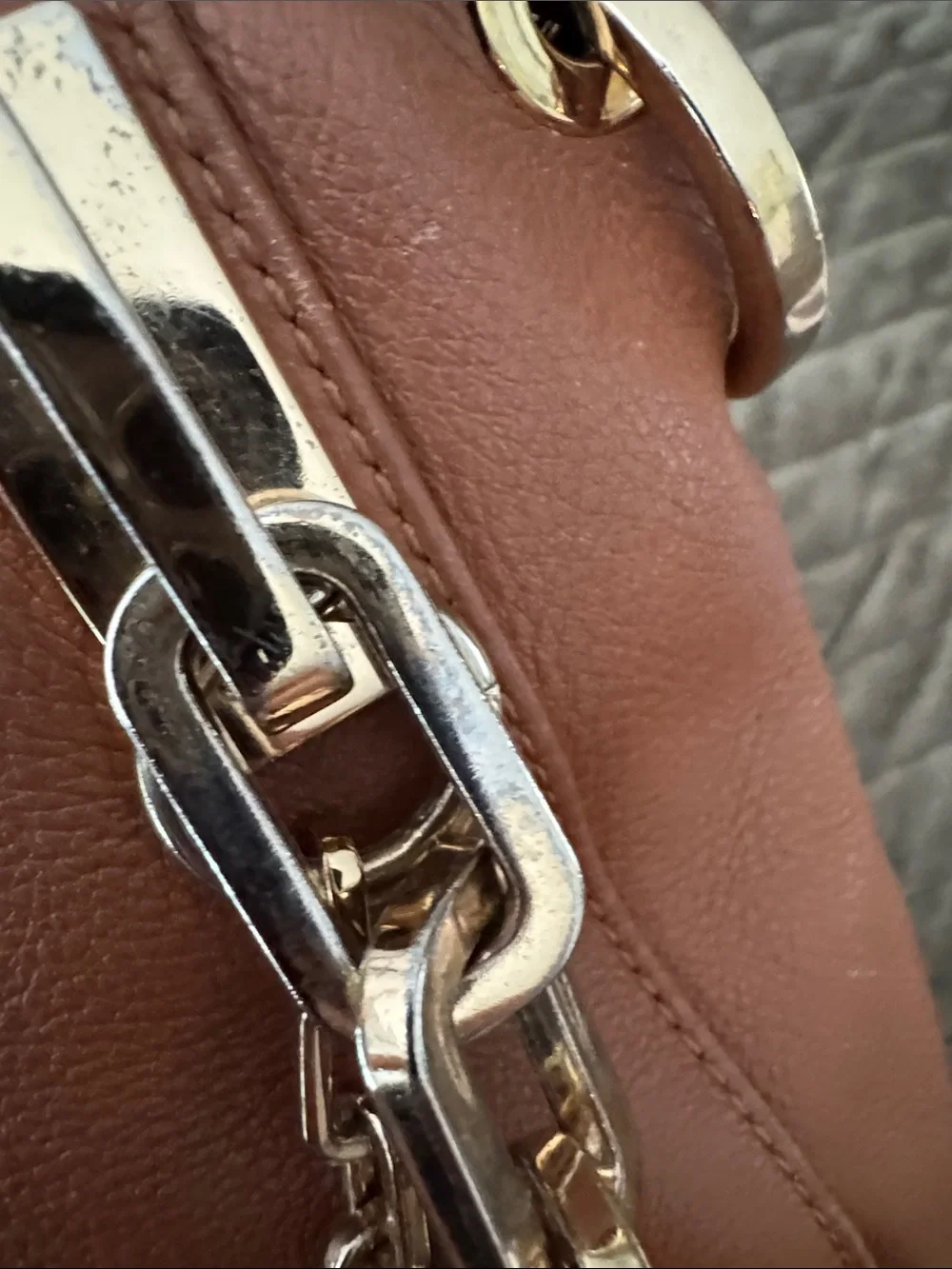 Michael Kors Cognac Pebbled Leather Bag with Gold Hardware